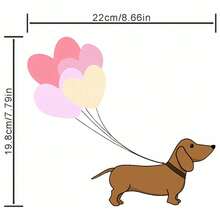 1个情人节短腿腊肠犬图案布贴，带心形气球，可水洗熨烫，适用于T恤、牛仔裤和背包。 - 彩色 - 查看 3