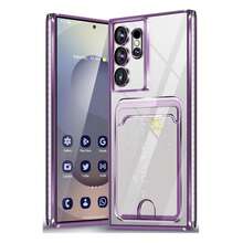 1pc Purple Electroplated Card Holder With Card Slots, Electroplated Shiny Buffered Transparent Ultra-Thin Shell, Shock-Proof Transparent Silicone Protective Wallet Case, Suitable For Samsung Galaxy S26 Ultra/S26 Plus/S26/S26 Edge/S25 Ultra/S25 Plus/S25/S25 Edge/S25 FE/S24 Ultra/S24 Plus/S24/S23 Ultra/S23 Plus/S23/A56/A36/A26/A55/A35/A25/A15/A24/A34/A14/A16/A06 And Apple 17 Pro/17 Pro Max/ Air/17/16 Pro/16 Pro Max - Purple - View 2