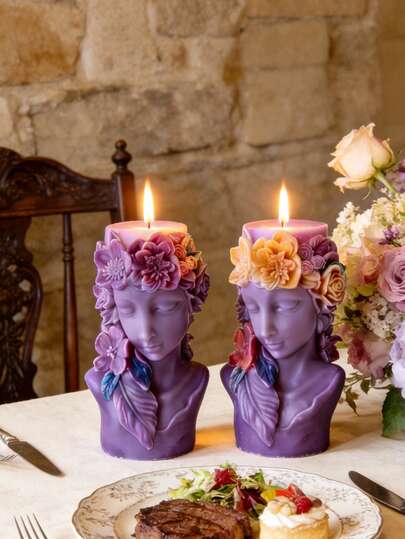 1pc 3D Embossed Flower & Portrait Cylinder Silicone Mold Heat-Resistant Easy Demold Reusable For Candle/Gypsum/Resin/Diffuser Stone Candle Mold Home Decor Gift For DIY Enthusiasts