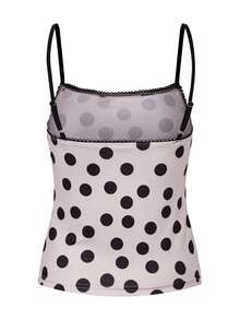 Women Tank Tops Sleeveless Adjustable Spaghetti Strap Dot Print Summer Slim Fit Vest Shirts - White - View 2