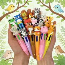 8pcs/24pcs Colorful Forest Animal Series Solid Color Cartoon Ballpoint Pens, 0.5mm Bullet Tip, Suitable For Students, Classroom Rewards, Holidays, Gifts, Office Supplies - Forest Animal Series Solid Color Mixed Hair - View 6