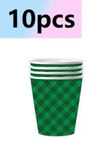 10pcs St. Patrick's Day Party Theme Party Supplies Tableware, Paper Cups, Paper Plates, Towels, Camping Travel Camping Essential Supplies, Birthday Party Supplies, Banquet, Wedding, Irish Festival Supplies - Multicolor - View 4