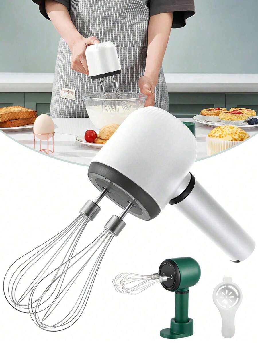 Batidora eléctrica de mano y batidor - Recargable por USB, a batería, portátil, ligera, fácil de usar, batidora de mano adecuada para hornear pasteles, galletas, magdalenas - Excelente para entusiastas y profesionales de la repostería casera