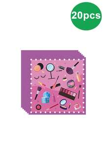 16pcs, Cosmetics Themed Spa Party Disposable Tableware Set, Including 7/9inch Paper Plate, 9oz Paper Cup, Napkin And Supplies Set, Suitable For Ladies Spa Birthday Party, Friends Party, Spring Event, Holiday Party Supplies - Multicolor - View 7