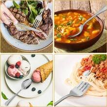 24Pcs Cutlery Dinner Set Stainless Steel Metal Tableware Forks Tea Spoons Boxed - Silver - View 6