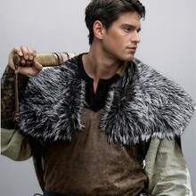 1 chiếc áo choàng lông thú Viking unisex, áo choàng lông giả thời Trung cổ, trang phục thời Phục hưng. - Đen 8 - Xem 10