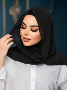 1件装女士纯色拉法帽滑雪面罩颈部保暖弹性头带头巾，透气舒适弹力宽边吸汗防滑多功能运动头饰，简约时尚围巾，带帽雪纺头巾组合 - 彩色 - 查看 18