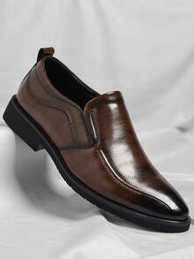 Men's Brogue Business Loafers, Slip-On Formal Shoes, Groom's Wedding Shoes, Office Work Shoes, Daily Commuting Shoes, Soft And Comfortable Men's Shoes, High-End Texture Shoes, Classic Men's Shoes, Korean-Style Men's Shoes, Handsome Youth Shoes, Middle-Aged Dad Shoes, Four-Season Men's Shoes, Simple And Versatile Shoes, Stylish Low-Top Shoes, Comfortable Work Shoes - 棕色 - 查看 1