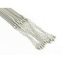 10PCS Rhodium Color Copper Snake Chain Necklace 16 Inch With 2\ Extension Chain (2.5MM, XL-1000) - 2.5毫米-10顆-鍍銠色 - 查看 5