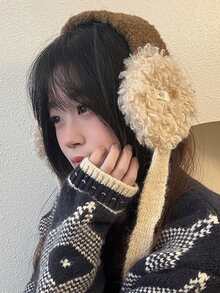 1pc Women's Fluffy Ear Muffs, Criss-Cross Furry Collar, Colorful Polka Dot Yarn Scarf, Warm For Winter, Outdoor Cycling, Fashion Versatile Tie - DM23 - View 19