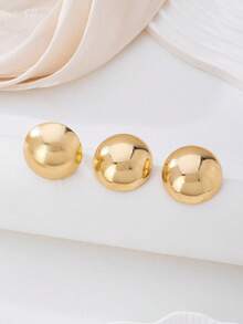 3pcs/Set Asymmetrical Geometric Sphere Shaped Metallic Earrings & Ring Set - Yellow Gold - View 7