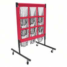 Muti-Functional Small Ball Game Net Modern Style Red Training Net With Stand Height Adjustable Baseball Practice Square Net With Support Stand & Casters Free Standing Golf Training Mesh - Red - View 4