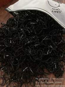 1000 Cute High-Elasticity Hair Ties, Disposable Hair Ties For Women, Ponytail Hair Ties, Colorful Hair Accessories, Elastic Hair Bands, Hair Ties, Hair Ties, Fitness Apparel - 黑色 - 查看 1