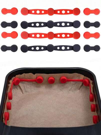 9 piezas de Clips magnéticos de silicona resistentes al calor, aptos para freidora de aire - Reutilizables, con revestimiento antiadherente y forro de papel para hornear, evitan quemaduras y residuos de alimentos, se ajustan a todos los modelos con cesta metálica. Accesorios para freidora de aire, utensilios de cocina, gadgets de cocina modernos, herramientas de cocina, freidora de aire, tapa de freidora de aire, freidoras de aire de varias formas, electrodomésticos de cocina, regalo para ella