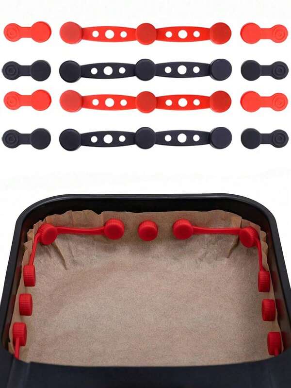 9 pièces Clips magnétiques en silicone résistants à la chaleur, convenant pour friteuse à air - Anneaux magnétiques réutilisables avec revêtement anti-adhésif et doublure en papier de cuisson, empêchent les brûlures et les résidus alimentaires, conviennent à tous les modèles avec panier métallique. Accessoires pour friteuse à air, ustensiles de cuisine, gadgets de cuisine modernes, outils de cuisine, friteuse à air, couvercle de friteuse à air, différentes formes de friteuses à air, appareils de cuisine, cadeau pour elle