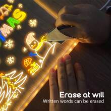 1 Set Small/Large USB Acrylic LED Light, LED Message Board, USB LED Acrylic Illuminated Board - 7 Color LED Message Board - Acrylic Glow Drawing Board With Stand, Professional Art Use, LED Display Board, Suitable For Various Holiday Light Shows, Holiday Messages, Daily Erasable Message Mood Lighting