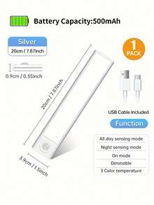 1pc Motion Sensor Wireless LED Light, 3 Color Modes, USB Rechargeable Lamp, Ultra-Thin Smart Sensor Light, LED Cabinet Wardrobe Light With Charging Cable, Suitable For Cabinet, Bedroom, Stairs Lighting, Bedroom Decor, Cabinet Lamp, Room Decor, Christmas - LED Ultra-thin Sensor Light - View 15