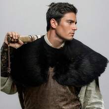 1 chiếc áo choàng lông thú Viking unisex, áo choàng lông giả thời Trung cổ, trang phục thời Phục hưng. - Đen 8 - Xem 2