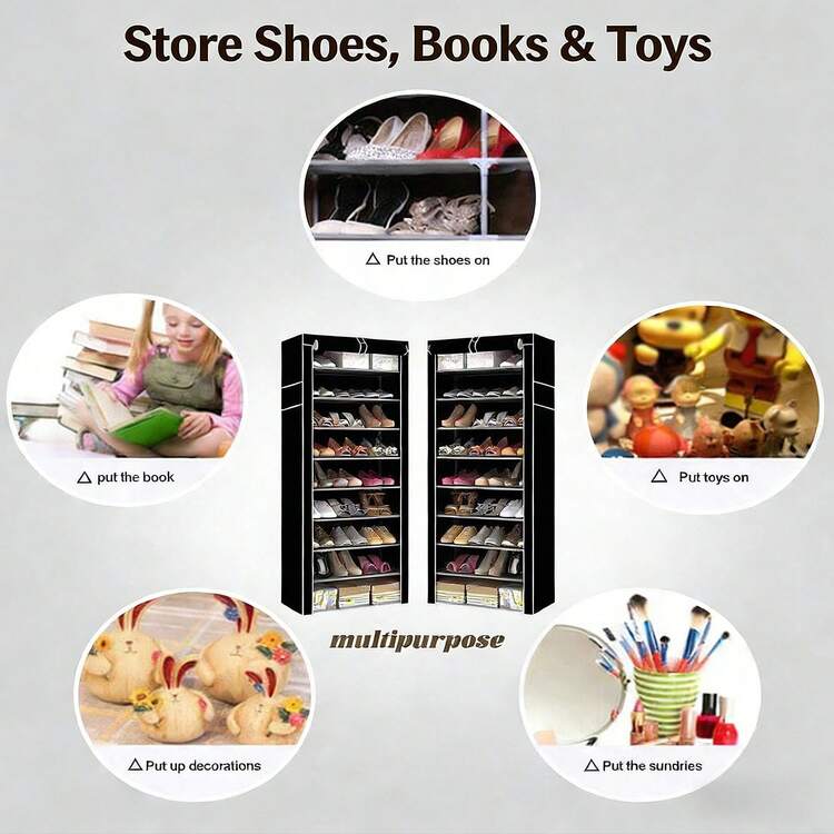 In Stock In Europe | 9-Tier Lightweight Space-Saving Shoe Rack - Tool-Free Assembly, Dust-Proof Detachable Storage Organizer | Practical Valentine's Day Gift, Small Space Spring Storage, Essential 2026 Home Accessory - Multicolor - View 7