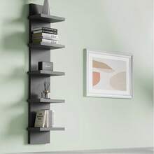 3/5 Layer Suspended Wall Shelf - A Modern Storage Unit That Saves Space, Made Of PVC Material, Suitable For Bedrooms, Living Rooms, And Offices - Practical Wall Bookshelves, Multifunctional Storage Shelves - màu đen - Xem 2