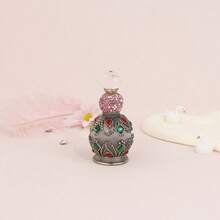 1 szt. 15 ml, okrągła, szklana butelka na perfumy/olejki eteryczne ze szkła zdobionego kryształkami, piękna, okrągła, emaliowana, wielokrotnego użytku, wysokiej klasy butelka do aromaterapii, kryształowa butelka, butelka do aromaterapii w stylu bliskowschodnim z możliwością ponownego napełnienia - 1PC - Zobacz 16