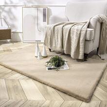 Ashler HOME DECO - Alfombra de piel de conejo sintético ultra suave, alfombra de área para recámara, piso, sofá, sala de estar, alfombra decorativa, color blanco, 2 x 3 pies - Beige - Ver 3
