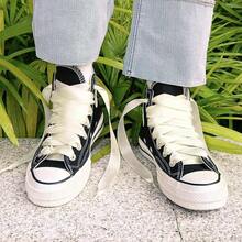 Flat Colorful Satin Shoelaces, 3/ 4inch Width, Women's/Girls' Shoelaces, White, 47inch (120) Cm: Clothing, Shoes, And Jewelry - 絲帶米色 - 查看 4
