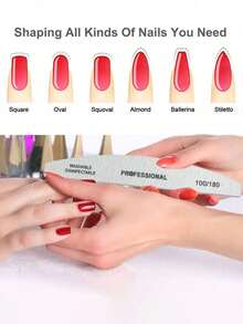 25/20/10件套专业双面180/100目木质指甲锉和抛光垫套装 - 可水洗、可消毒、无香型美甲工具，用于修整和打磨指甲 - 彩色 - 查看 9