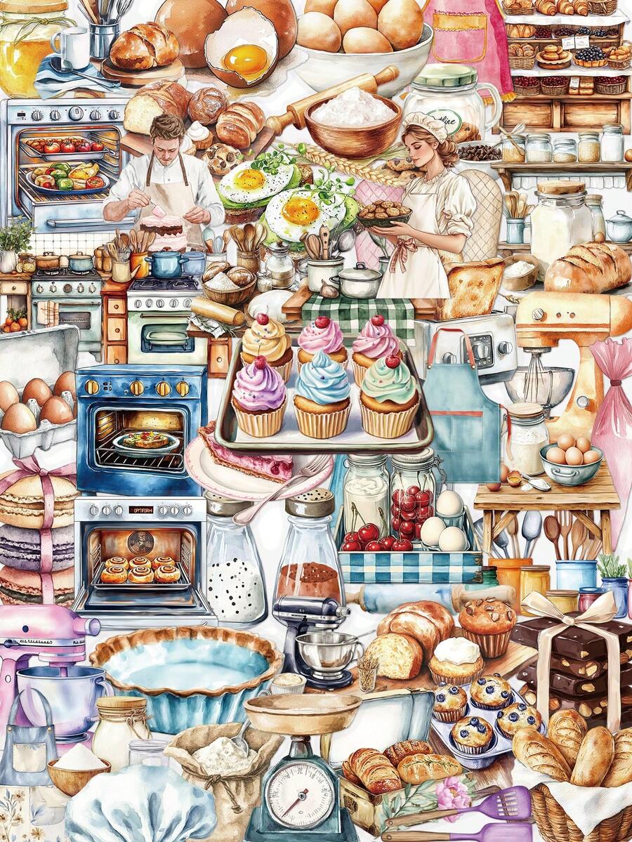 50pcs Baking Themed Stickers, Creative Decals For Notebook, Laptop, Phone, Skateboard, Guitar, Fridge, Luggage, Helmet, Wall, Desk, Birthday, Party, Holiday Gifts, Planner - 1 Set - View 1