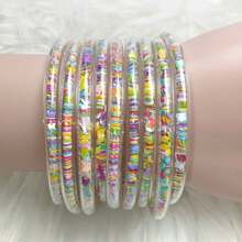5pcs/Set Fashion Jelly Bangles Bracelet For Women Moon Stars Heart Round Charms Bracelet - Multicolor - View 2