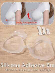 1 Cặp Áo Ngực Không Dây Vô Hình Bằng Silicone | Áo Ngực Tự Dính Không Lưng Nâng Ngực Với Ba Kẹp Mở Rộng Có Thể Điều Chỉnh, Vải Co Giãn Vừa Phải, Màu Trơn, Chi Tiết Khóa Cài - Nhiều màu - Xem 10