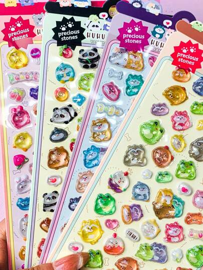 3D Cartoon Embossed Stickers, Interesting Decorative Stickers For Children, Waterproof Transparent Crystal Stickers, DIY Sticker Materials. Decorative Sticker Gifts. Home Room Decor, Party Decor, Birthday Gifts, Various Holiday Gifts, Fashionable. Fashion Item. DIY. This Is A Gift For Friends Or Partners.