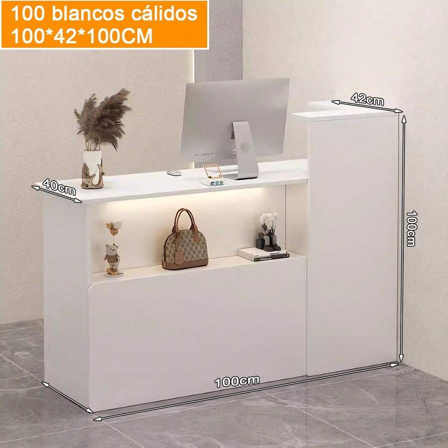 Recepcion Pequena Blanca 100x42x100cm, Compacta Y Versátil - Multicolor - Ver 1