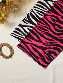 2件套女士宽松舒适斑马纹印花睡裤，透气休闲睡衣，春夏款 - 彩色 - 查看 3