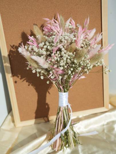 55pcs Mixed Bouquet Of Baby's Breath, Eucalyptus, Lavender And Gypsophila, Natural Floral Arrangement For Vase, Wedding, Bridal Bouquet, Home/Office Decor, Party