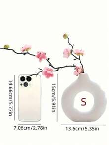 1 件北欧风格创意甜甜圈形塑料花瓶适用于家庭客厅装饰、餐桌中心装饰、圆形最佳礼物 - 白色 - 查看 7