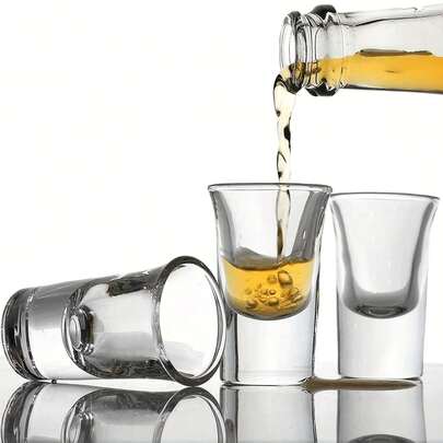 6个30毫升优质玻璃杯套装，厚底设计，可重复使用，适用于威士忌、伏特加、龙舌兰酒，非常适合酒吧、酒馆、俱乐部、餐厅和家庭使用。