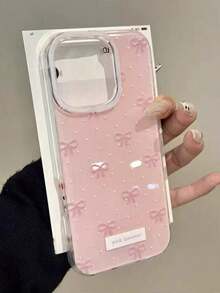Cute Minimalist Pink Bow Polka Dot Phone Case, Compatible With 17 Pro Max, 17 Pro, 17 Air, 17, 16, 15, 14, 13, 12, 11 Pro Max Plus, Soft Protective Back Cover, Gift For Girls - 弓 - 查看 1