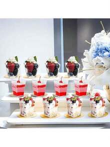 50 chiếc cốc tráng miệng vuông - Cốc nhựa trong suốt đựng bánh pudding, có thể tái sử dụng, lý tưởng cho sữa chua, trái cây, mousse và các món tráng miệng nhỏ - Giải pháp phục vụ trang nhã cho các sự kiện và sử dụng hàng ngày. - Nhiều màu - Xem 8