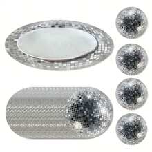 24/48 包，33 厘米餐垫，一次性餐垫，迪斯科球图案，适用于情人节、感恩节、生日派对、婚礼派对、新娘送礼会、晚宴、宴会、餐桌、野餐、咖啡馆和其他场合。 - 彩色 - 查看 1