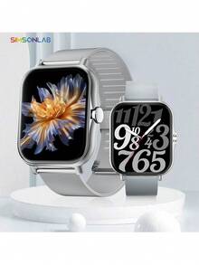 2025新款1.83英寸大屏智能手表，男女通用，双表带设计，220mAh电池，续航3-5天，高分辨率清晰彩色显示屏，多种表带颜色可选，支持通知、接听电话、音乐控制、健身追踪（计步和卡路里计算），电池续航能力出色，新年好礼之选 - 銀色矽膠+鋼 - 查看 11