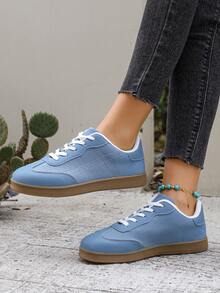2026 Spring/Autumn New Retro Casual Lace-Up Flat Shoes, Lightweight Non-Slip Sneakers - Blue - View 6