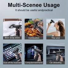 6000mAh 手持式涡轮风扇，除雪除尘制冷带照明，USB充电 - 黑色 - 查看 5