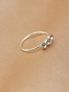 1 chiếc khuyên mũi giả đính đá lấp lánh thời trang, phụ kiện khuyên mũi có thể điều chỉnh cho nữ, đa năng để đeo hàng ngày. - Bạc - Xem 2