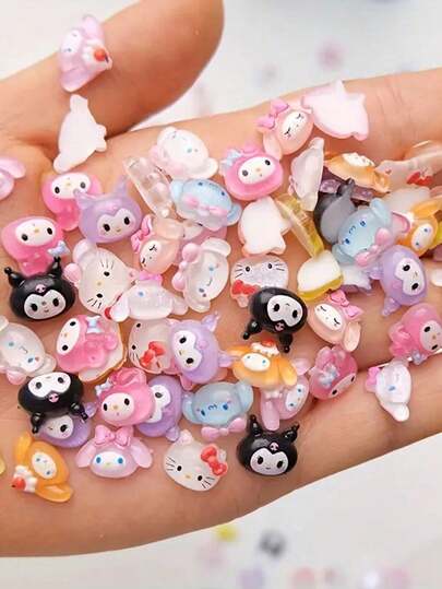 100pcs Desktop Decor DIY Prop Set - Cute Cartoon 3D Resin Decorations And Accessories, Suitable For DIY Phone Cases, Hair Clips And More