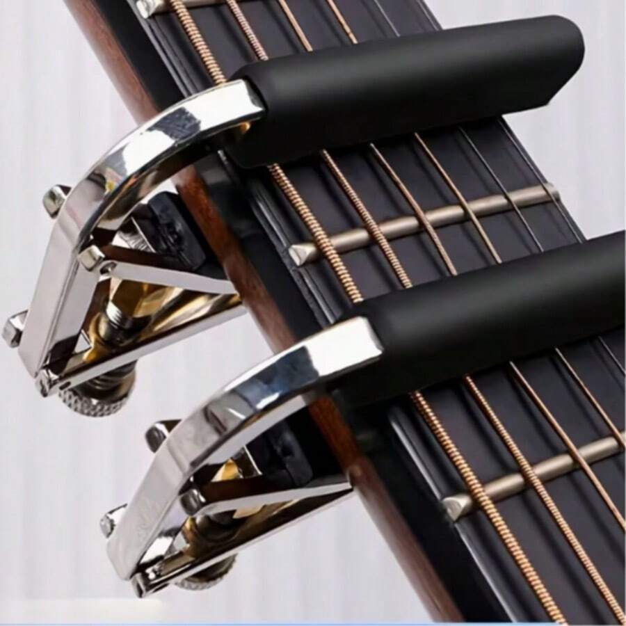 1pc - Guitar Capo With Adjustable Metal Tension, Track Design For Flexible Dynamic Adjustment, Suitable For Guitars Of Different Sizes, Easy To Install And Remove, Silicone Inner Lining To Protect The Strings And Guitar, Suitable For Acoustic, Classical, And Electric Guitars, An Essential Guitar Accessory For Playing And Training. - Multicolor - View 1