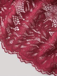 Hourtrue Women's Red Christmas & New Year Lace Pattern Patchwork Comfortable Sexy Briefs - Red - View 5