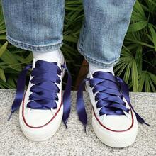 Flat Colorful Satin Shoelaces, 3/ 4inch Width, Women's/Girls' Shoelaces, White, 47inch (120) Cm: Clothing, Shoes, And Jewelry - 海軍藍絲帶 - 查看 4