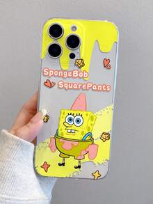 SPONGEBOB 1个极简海绵宝宝拼布爱心星星涂鸦图案防震透明手机壳，适用于三星/11/12/12 Pro Max/14 Pro Max/15/15 Pro/16/16 Pro Max 及其他型号 - 彩色 - 查看 5
