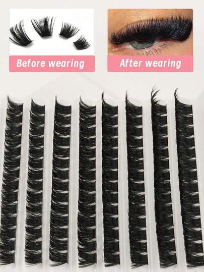 140 Pieces Of 1 60D Dense Curled Eyelash Clusters, Russian Curl, D Curl, Cat-Eye Style, Fluffy Eyelash Clusters, D Curl For DIY Individual Eyelash Extensions, Soft And Natural, Lightweight. Reusable, Suitable For Beginners.
